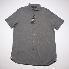Cremieux Men's Short-Sleeve Shirt L Large Gray Monte Carlo NWT 85
