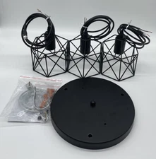 3-Lights Chandelier Industrial Ceiling Pendant Light Fixture Caged By Kaiqi