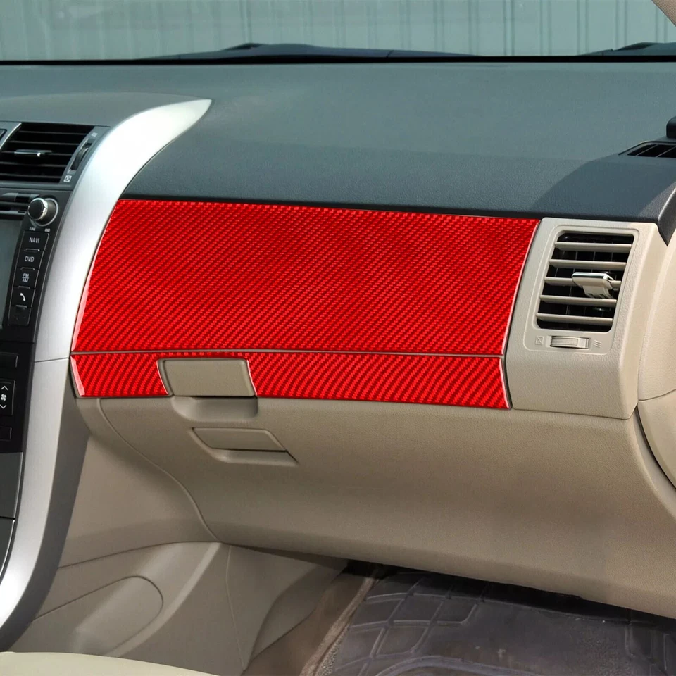 Kits de molduras interiores de fibra de carbono roja de 16 piezas para Toyota Corolla 2007-2013 Foto 4 de 4