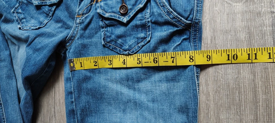 Pantalones de mezclilla dELiAs Y2K tiro bajo pierna ancha cinturón juniors talla 3/4 bolsillos con solapa boho Foto 3 de 4