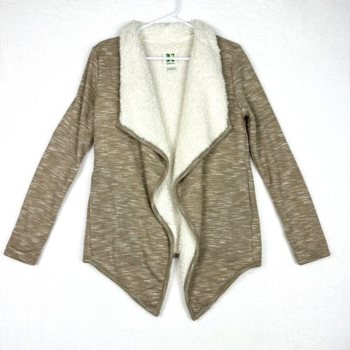 Green Tea Jacket Womens Size Small Heather Oatmeal Fleece Lining Open