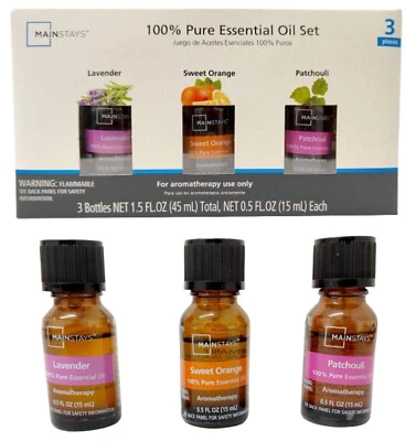 MAINSTAYS Essential Oils Gift Set Pure Natural Fragrances Diffuser Burner 15ml Xmas