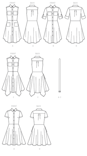 Vestido camisa McCalls 7351 Misses' con bolsillo patrón de vestido abotonado 6-14, 14-22 - Imagen 7 de 7