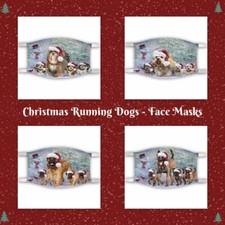 Christmas Running Dogs Pet Photo Face Masks, Personalized Custom Face Masks