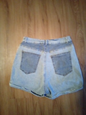 SHEIN Denim Jean Shorts Women's Plus 0XL Color block Patchwork Cuffed Hem  retro