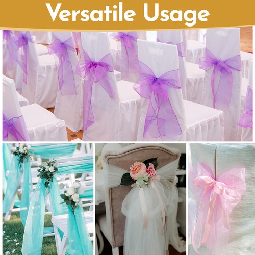 Silla de organza de boda fajas ancho lazo completo para decoración de fiesta 1x-100x - Imagen 285 de 391