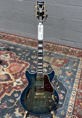 Ibanez AM93QA Artcore Exp Semi-Hollow Electric Guitar, Ebony, Jet Blue Burst