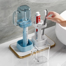Toothbrush Holder With Cup Cover Toothpaste Stand Bathroom Organizer Freestand