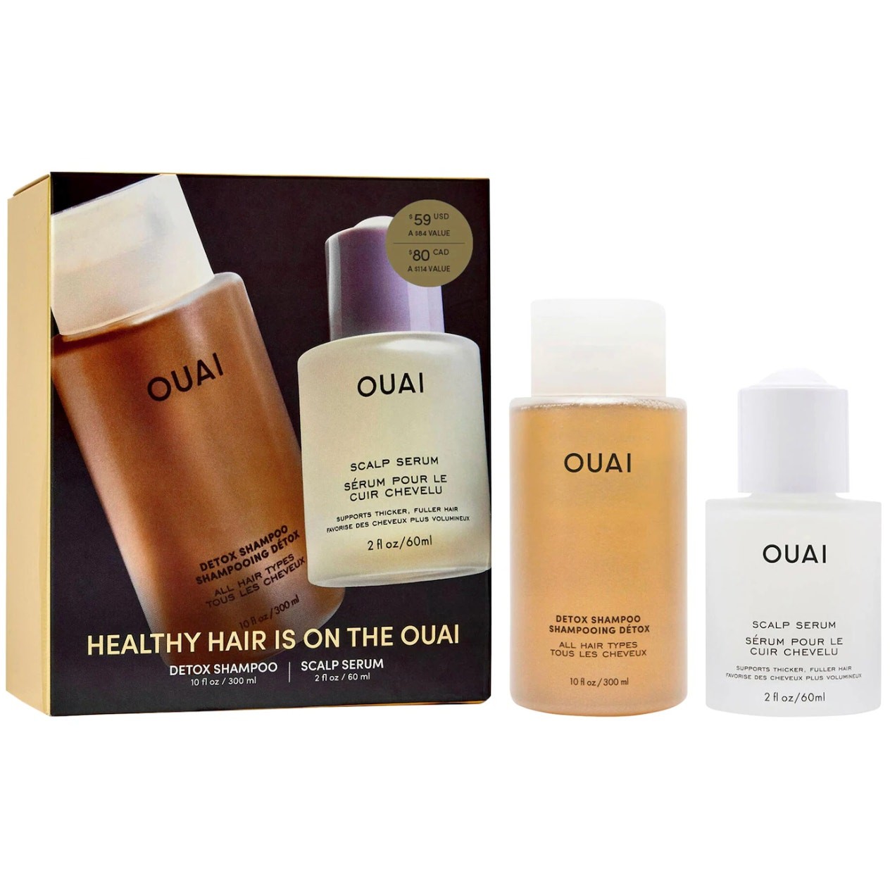 OUAI Hair Set DETOX SHAMPOO full size & SCALP SERUM NEW