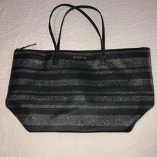 KATE SPADE BLACK & METALLIC STRIPED TOTE