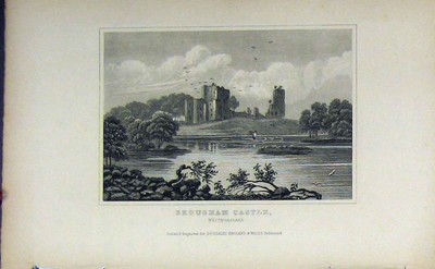 Original alter antiker Druck Dugdales Brougham Castle Westmoreland um 1850 19.