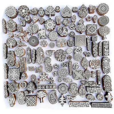 ROYAL KRAFT Sortiert Hölzern Block Drucken Stempel (Set von 10) Bulk01_10