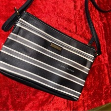 Tommy Hilfiger Black White Striped Crossbody Purse Bag Y2K Preppy Casual