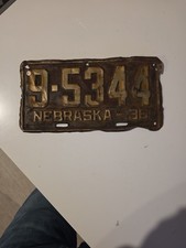 Vintage License Plate 1936 Nebraska License Plate '36 #   