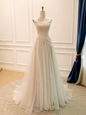 Vintage Simple Wedding Dresses A Line Tulle Scoop Neck Bridal Gowns