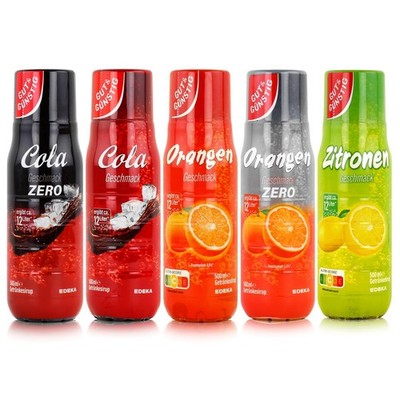 Gut & Günstig Sirup Mix - Cola,Cola Zero, Orange, Orange Zero & Zitrone je 500ml