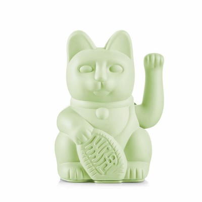 Donkey Products Lucky Cat Maneki Neko, Winkekatze, Kunststoff, Light Green 15 cm