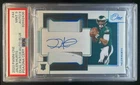 2020 Panini One Jalen Hurts Patch Blue Rookie RC Auto #6/99 Eagles PSA 9/9