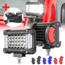 2x 4 Led Work Light Bar Spot Flood Cube Pods White Driving Fog Lamp Tri-row Us 2x 4 Led Work Light Bar Spot Flood Cube Pods White Driving Fog Lamp Tri-row Us
