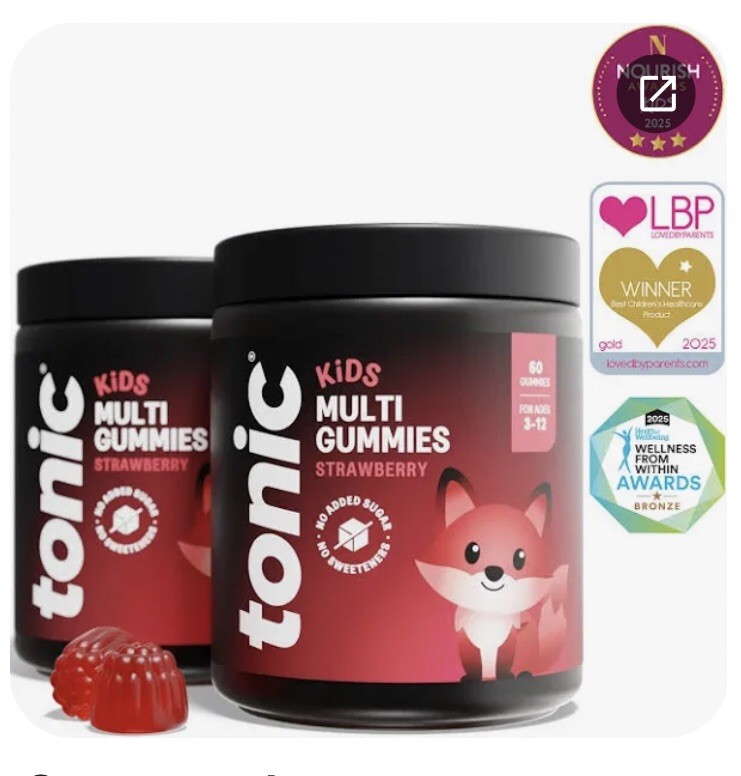 2 X 30 Tonic Health Kids Vitamins 60 Gummies - 14 in 1 Multivitamins STRAWBERRY