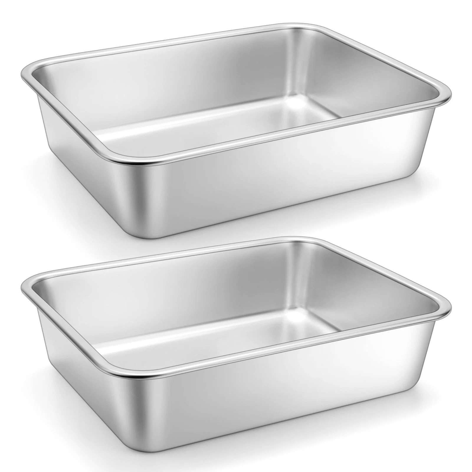 Homikit 2 Pack Lasagna Pan 3 9.8 inches x 12.6 x 3.1 inches, Silver
