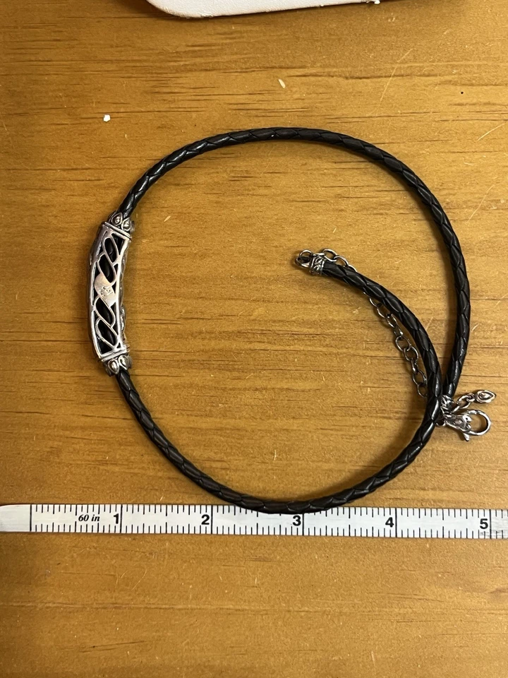 Collar trenzado de cuero negro de plata esterlina en tono JAI by John Hardy declaración Foto 4 de 4