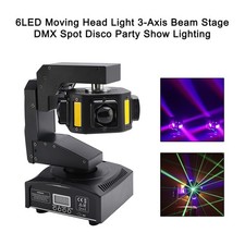 6LED Moving Head Light 3-Axis Beam Stage DMX Spot Disco Party Show Lighting,