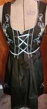 Jasambac Bordado Para Mujer Corsé Lechera Negro Folk Vestido Disfraz Talla M