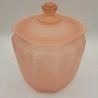 Anchor Hocking Princess Pink Satin Depression Glass Biscuit/Cookie Jar & Lid