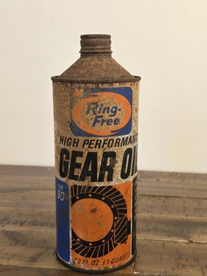Macmillan Ring Free Gear Oil 1 Qt Metal Cone Top Advertising Can - Empty
