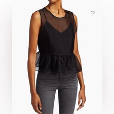 Cami NYC Amira Organza Sleeveless Layered Peplum Top SZ XS