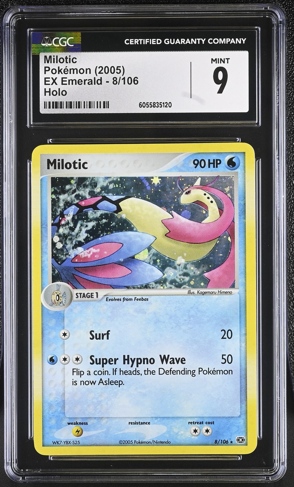 CGC 9 MINT Milotic 2005 EX Emerald 8/106 Holo Pokemon Card