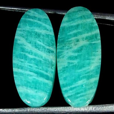 16.10Cts Natural Amazonite Pair Loose Gemstone Shape Oval Size 10x22x4mm