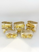 Vintage Bow Napkin Rings Gold Plated Bows Silver Plated Set of 8