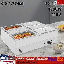 Commercial Electric Food Warmer, 6-Pan Bain Marie Buffet Countertop Steam Table