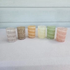 Colour Craft Spaghetti String 6oz Juice Glass Set of 6 Vintage 1950's MCM