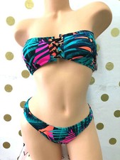 Victoria's Secret PINK Strapless Bikini Swim Top  Bottom 2 Piece Set Multicolor