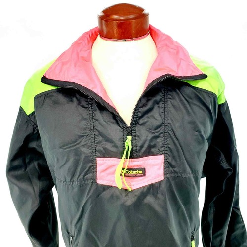 JERSEY VINTAGE DE COLECCIÓN DE LOS AÑOS 80-90 COLUMBIA NEÓN COLORBLOCK CREMALLERA MUJER M CORTAVIENTOS - Imagen 3 de 8
