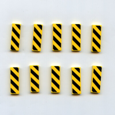 LEGO x 10 Yellow Tile 1 x 3 with Black Danger Stripes Pattern 63864pb128 CITY