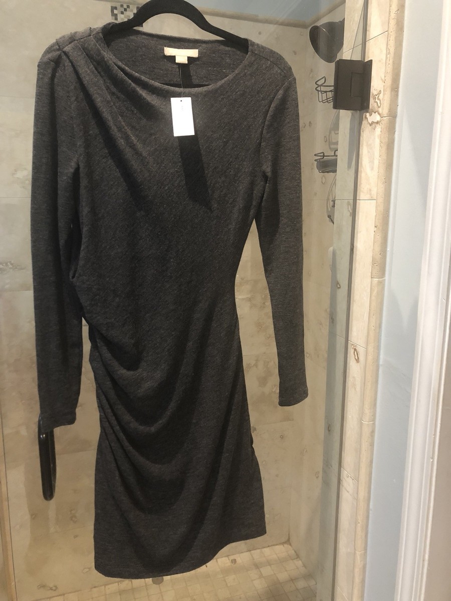 ruched long sleeve sweater dress RD Style Women's Ruched Long Sleeves Sweater Dress Gray Large