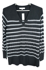 NWT LOFT Women's Acrylic Nylon Pullover Sweater Sheer Striped Multicolor Size M