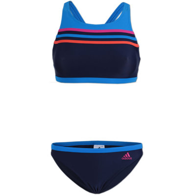 adidas Damen Infinitex Bikini 3-Streifen Zweiteiler X-Rücken blau