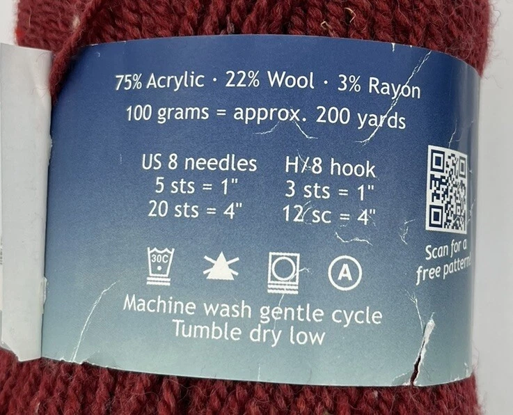 Plymouth Encore Tweed Yarn "Rust" 1 Skein #1020 - Image 3 of 3