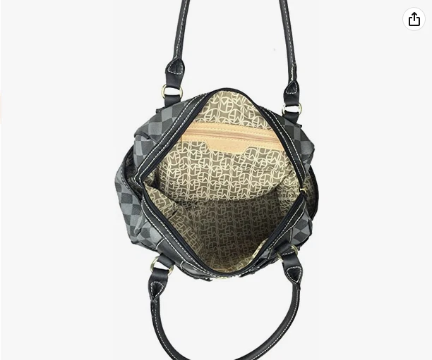 Bolso de Hombro Marc Fisher Check Mate Grande Negro Cemento, Negro/Cemento Foto 3 de 3