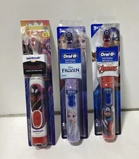 Oral-B Kids Battery Toothbrushes: Avengers, Spiderman, Ellsa LOT OF 3