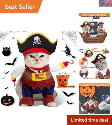 Humorous Caribbean Pirate Costume for Small Pets - Dress Up Your Kitty or Dog