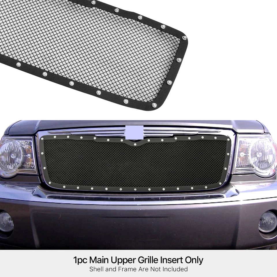 Fits 2007-2009 Chrysler Aspen Stainless Steel Black Mesh Grille Insert - Image 3 of 3