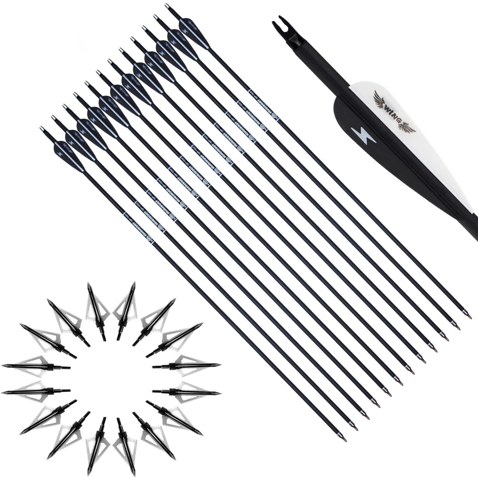 12X30Inch Carbon Arrows Spine500 Archery Compound Recurve Archery Arrows Hunting - Image 2 of 4