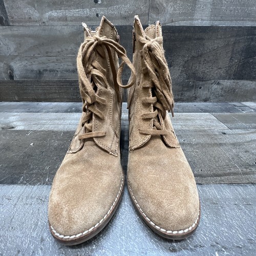 Lucky Brand Womens Tan Suede Lace Up Wedge Ankle Booties Size 6 M - Picture 2 of 5