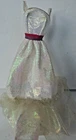 Vintage Crystal Barbie White Shiny Evening Dress Outfit Waistband 1983 #4598